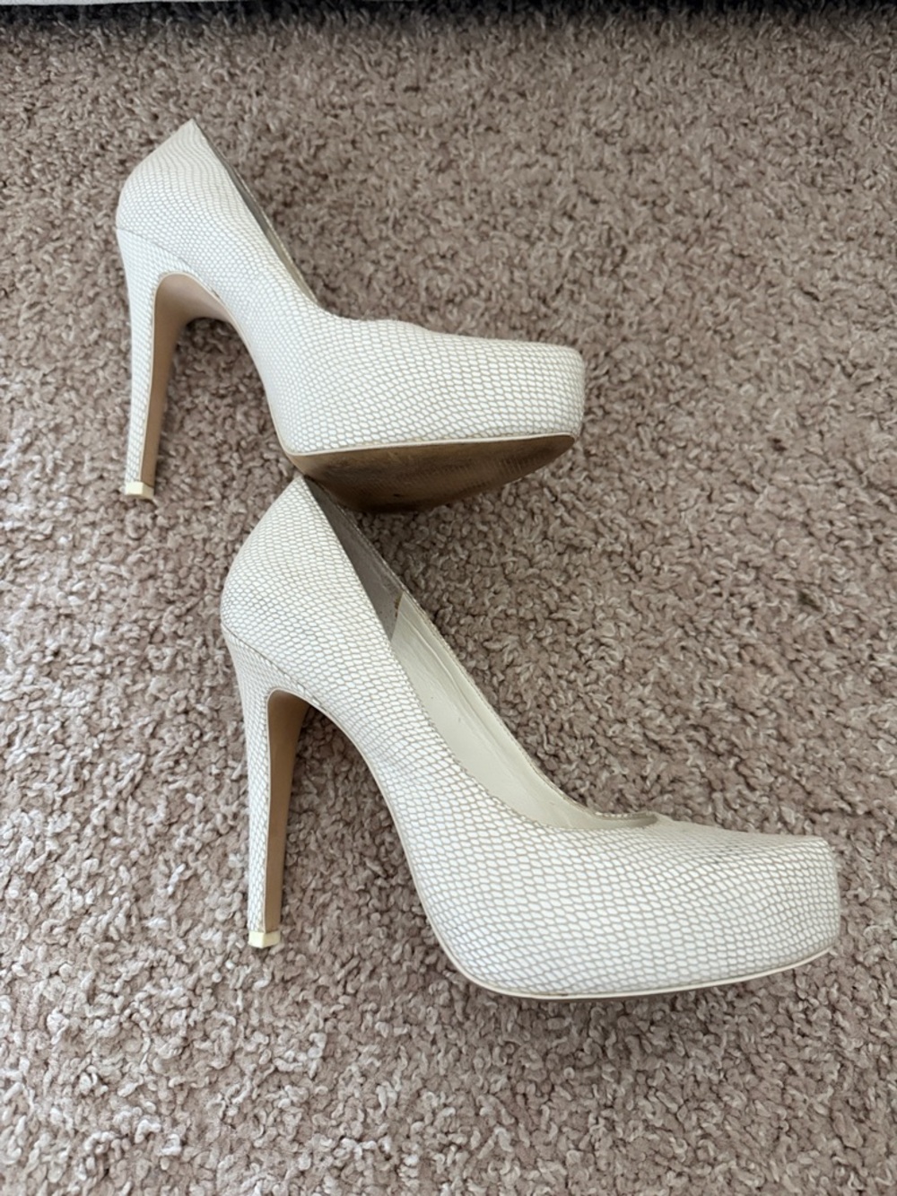 BCBGeneration Cream Textured Pointed-Toe Pumps - Picture 5 of 6